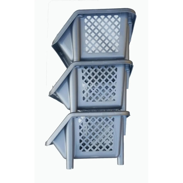 Етажерка органайзер для зберігання на кухню, у ванну пластикова сіра -
                                                        Фото 4